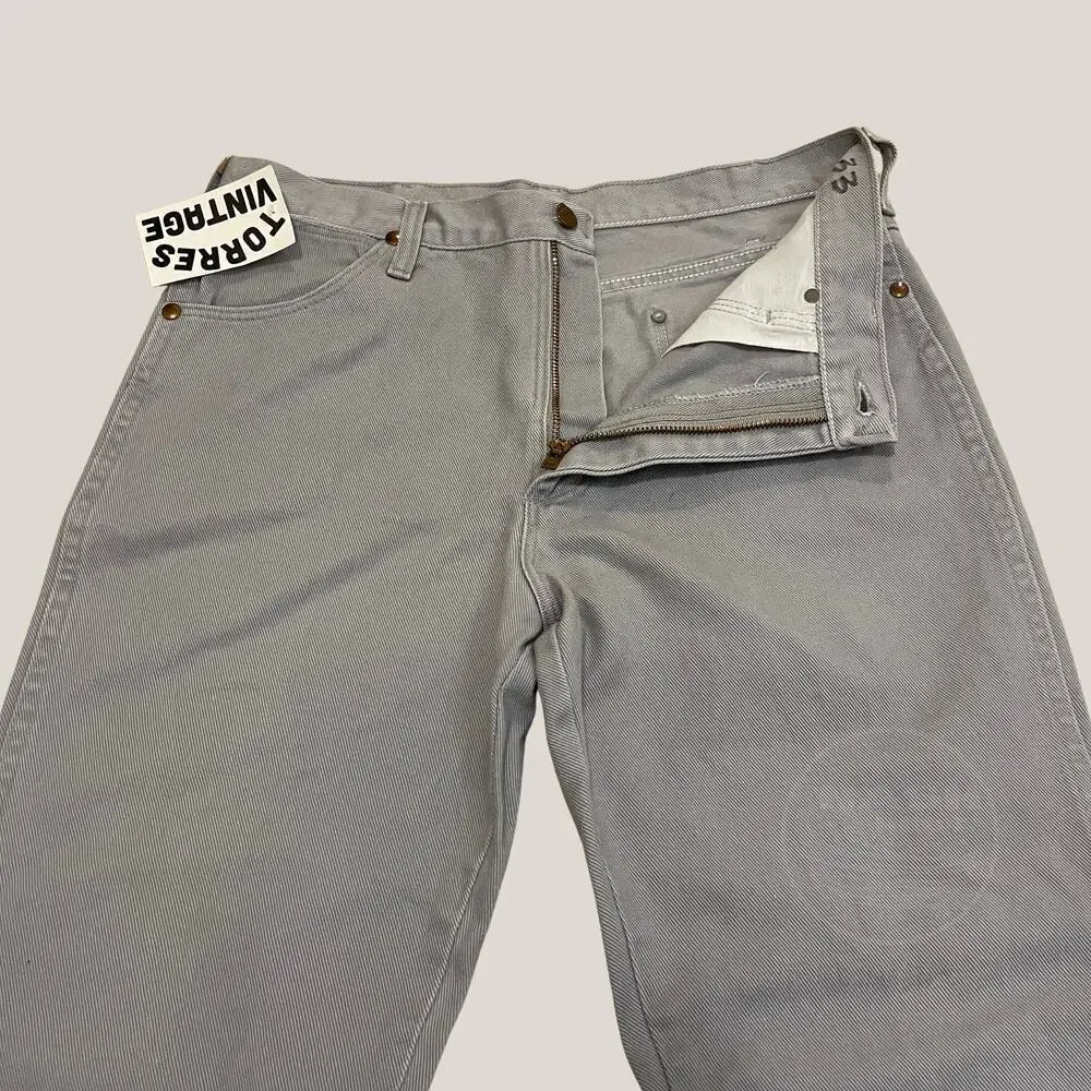 Wrangler 33x30 USA Gray Twill Jeans | Vintage Cowboy Cut Straight Leg Y2K Rare - Picture 9 of 10